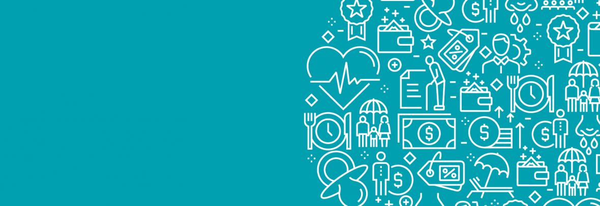line art showing icons representing employee benefits