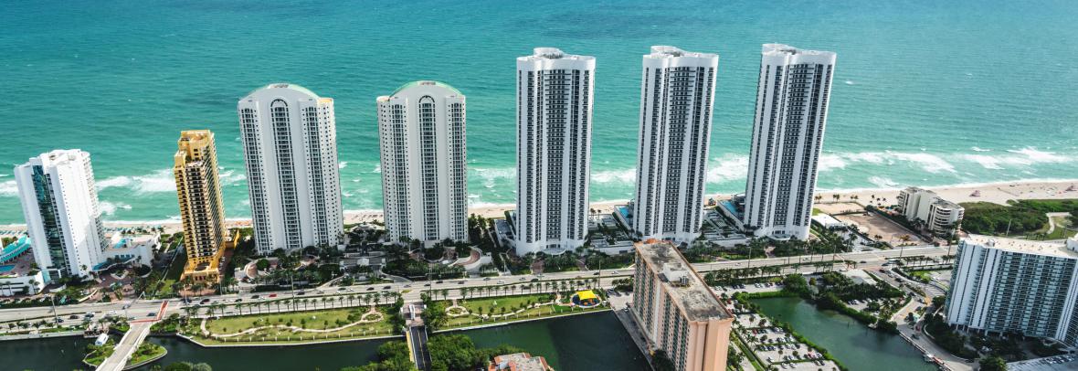 high rise beach condos aerial