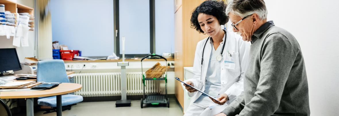 patient visiting with doctor