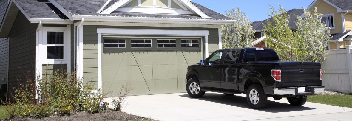 pickup truck in driveway