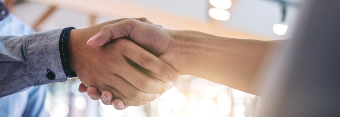 man and woman shaking hands (closeup)