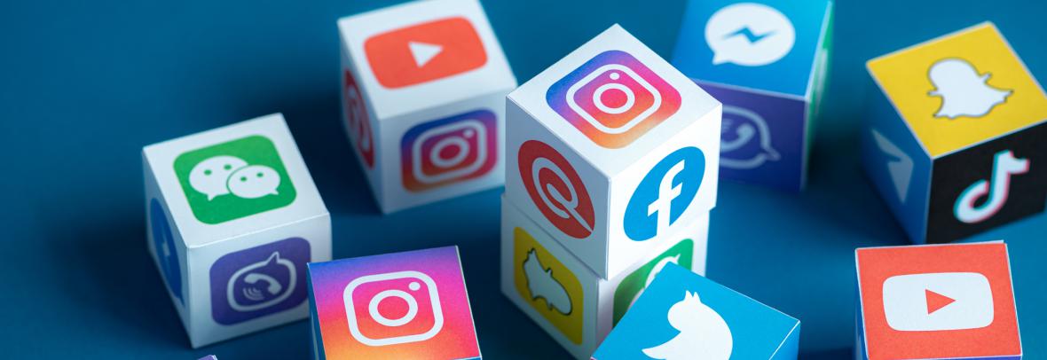 Blocks featuring different social media logos