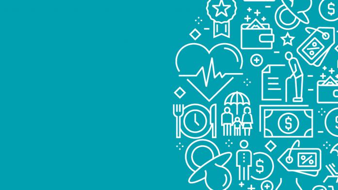 line art showing icons representing employee benefits