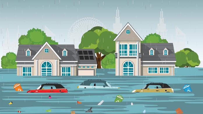 illustration of town flooding