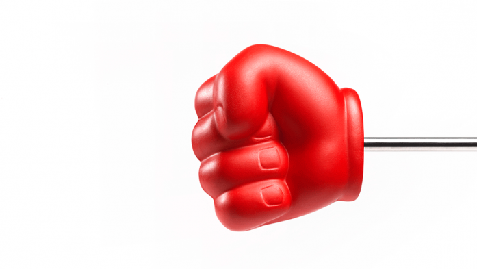 Photo of a red hand making a punch fist