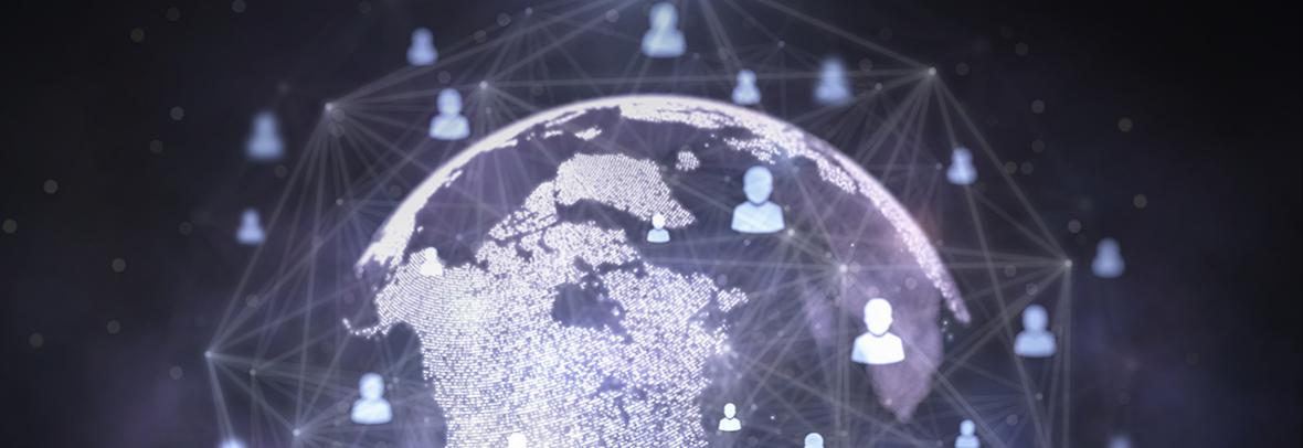 Globe image with digital heads