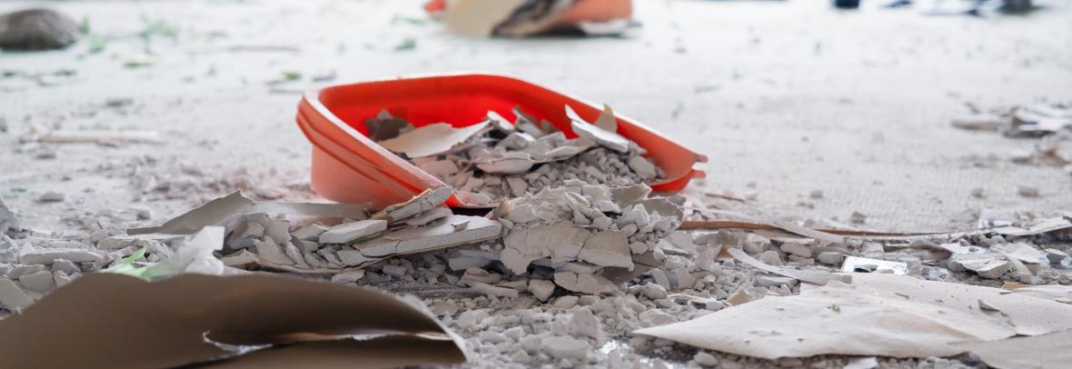 Large amount of waste from condominium demolition