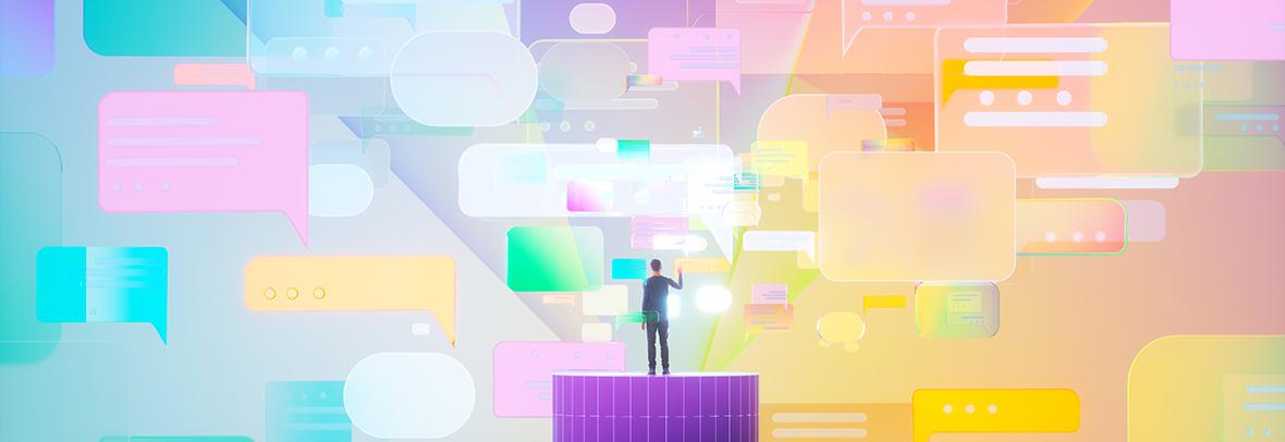 digital illustration of colorful dialogue bubbles