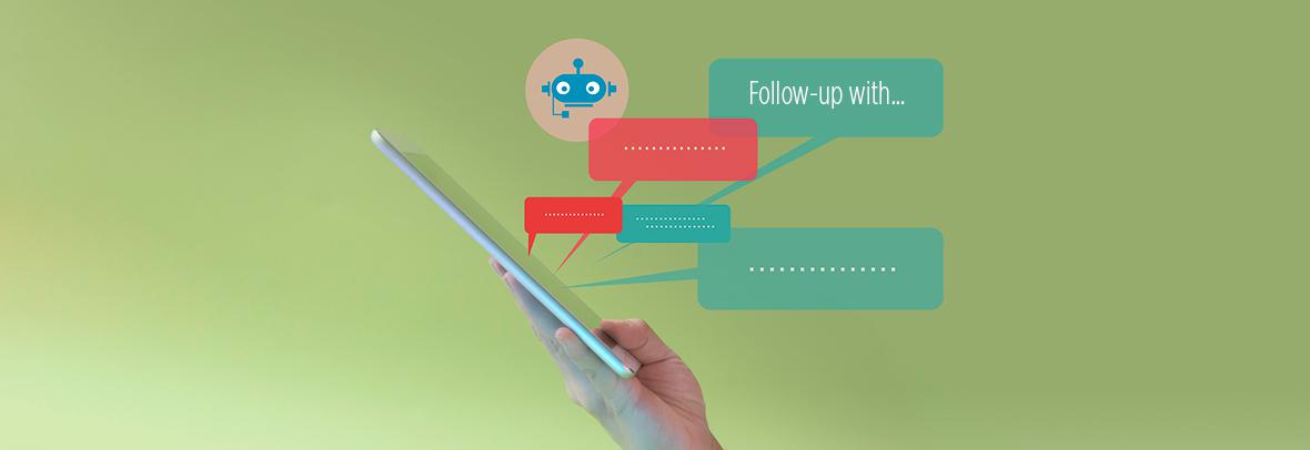 digital illustration of hand holding phone with dialogue bubbles coming out of phone with reminders