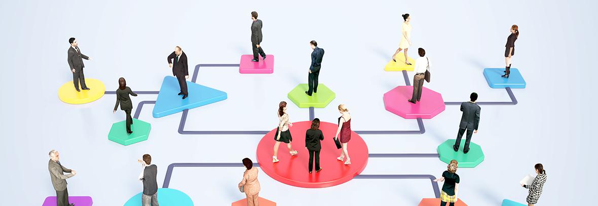 digital illustration of people connected by lines inferring referrals