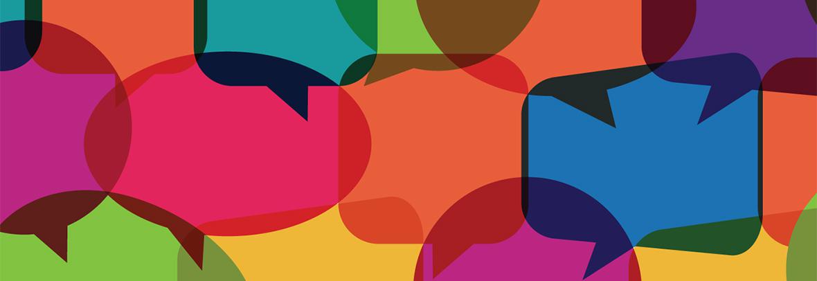 digital illustration of colorful dialogue bubbles overlapping