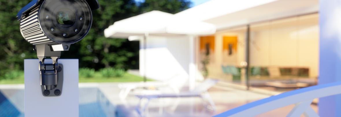 home security camera facing away from the house