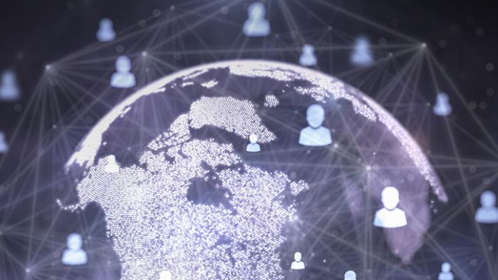 Globe image with digital heads