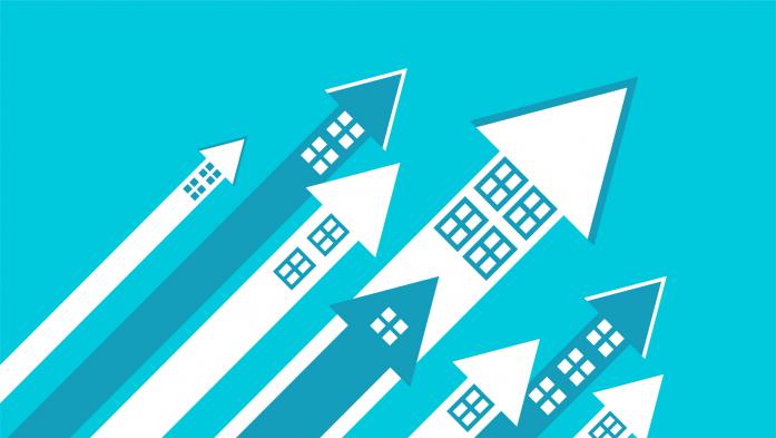 graphic of houses that look like arrows pointing up