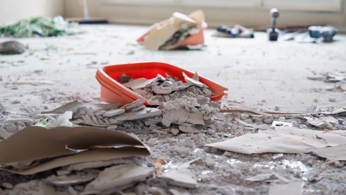 Large amount of waste from condominium demolition