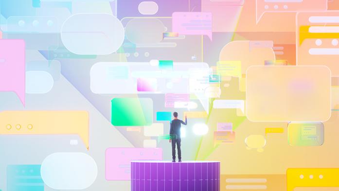 digital illustration of colorful dialogue bubbles