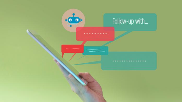 digital illustration of hand holding phone with dialogue bubbles coming out of phone with reminders