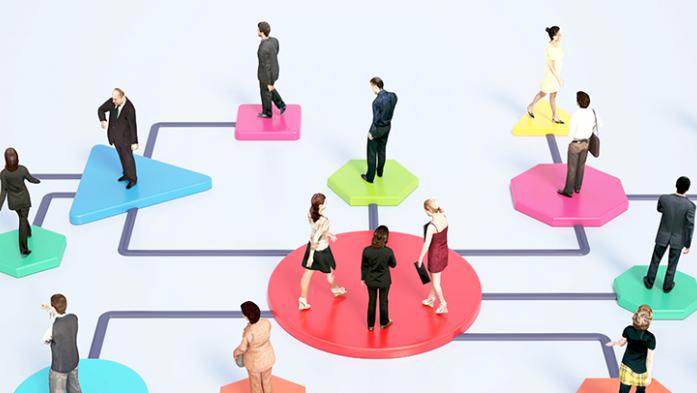 digital illustration of people connected by lines inferring referrals
