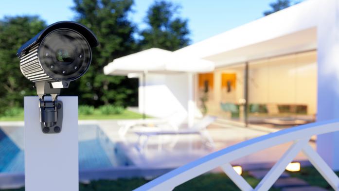 home security camera facing away from the house