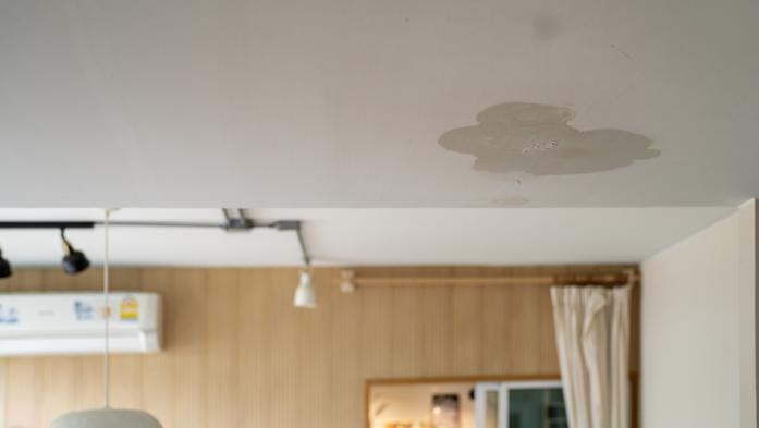 Roof leakage, water damaged ceiling roof and stain on ceiling 